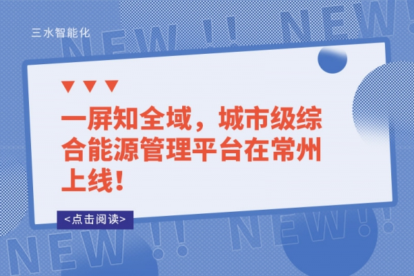 一屏知全域，城市级综合能源管理平台在常州上线！