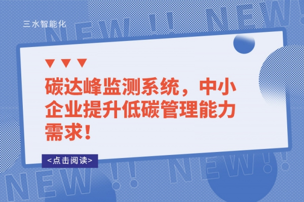 碳达峰监测系统，中小企业提升低碳管理能力需求！